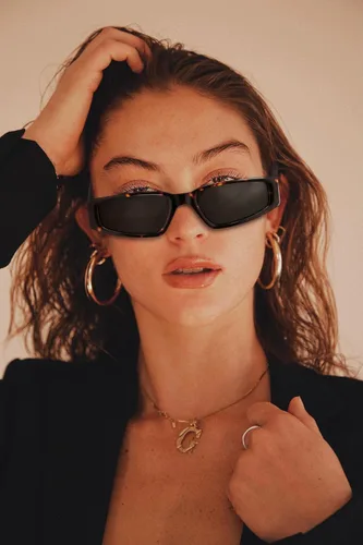 Vista 2 de ZENNI - Lentes de sol polarizados con luz azul rectangular retro para hombres y mujeres, protección UV