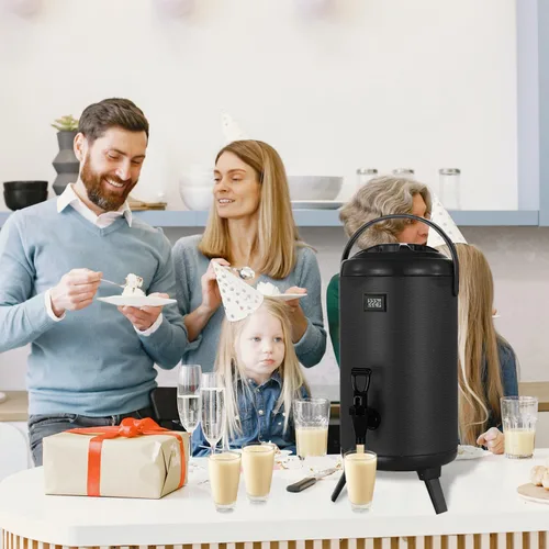 Vista 8 de Dispensador de bebidas aislado, dispensador de bebidas calientes de acero inoxidable 304 grueso de grado alimenticio, urna de agua caliente y fría