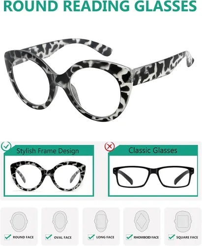 Vista 4 de Eyekepper Paquete de 4 lentes de lectura redondos para mujeres, lectores de marco grande +0.00
