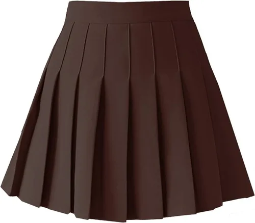 Vista 12 de TONCHENGSD Falda de tenis plisada de cintura alta para mujer 01 cuadros marrones