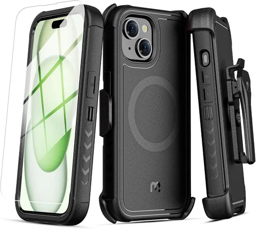 Vista 10 de MYBAT PRO Maverick Series - Funda para iPhone 15, protección militar resistente contra caídas, compatible con MagSafe (38 imanes), protector de Negro