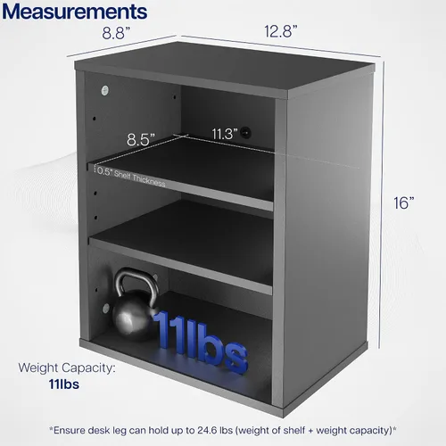 Vista 2 de VIVO DESK-SHELF3CL - Estantería debajo del escritorio, soporte de accesorios de oficina para suministros, dispositivos de juego y más, estantes