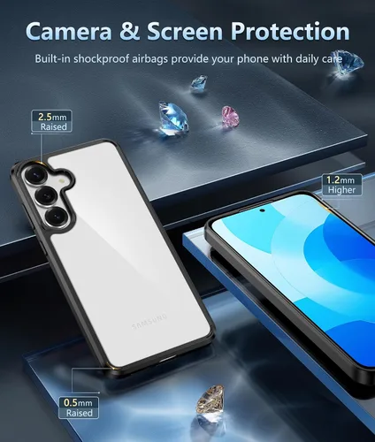 Vista 5 de FNTCASE - Carcasa para Samsung Galaxy S25-FE, color negro transparente