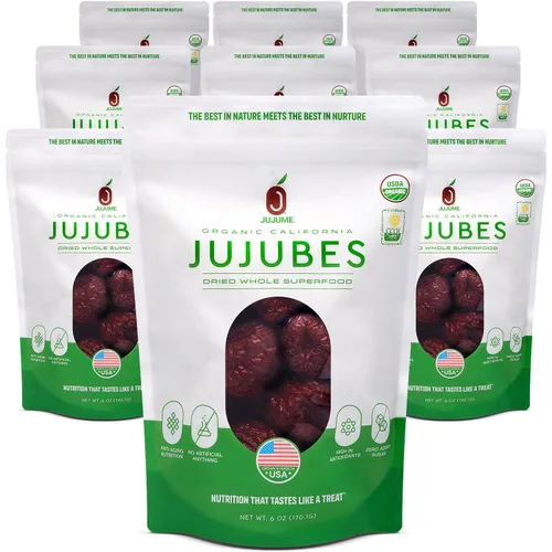 Vista 12 de JUJUME Jujubes Orgánicos Certificados por USDA Cultivados en California Frutas de Datil Rojo Clasificados Individualmente 3 Veces para Control