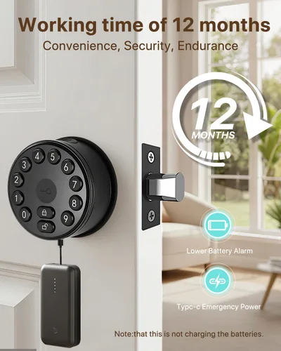 Vista 5 de Cerradura de puerta inteligente con huellas dactilares con teclado, control de aplicación, desbloqueo automático, cerrojo electrónico para puerta