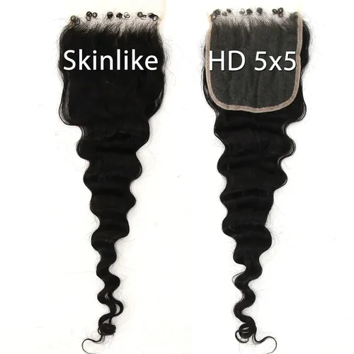 Vista 9 de Afro Kinky Curly 5x5 HD Cierre de encaje prearrancado con borde rizado de bebé 4B 4C, cierre de encaje HD de cabello humano transparente