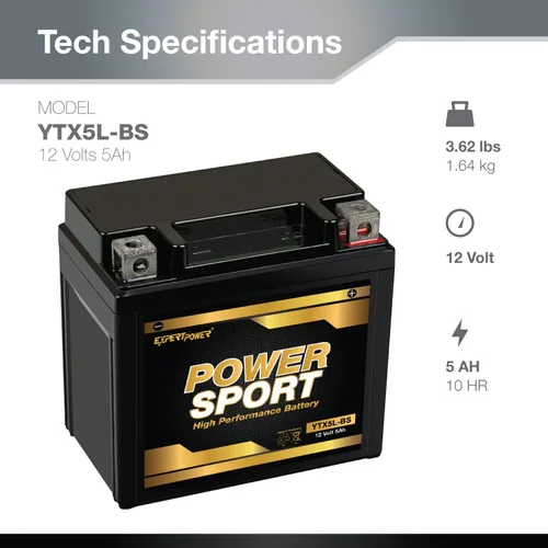 Vista 2 de Baterías de 12 voltios para motocicletas, marca ExpertPower