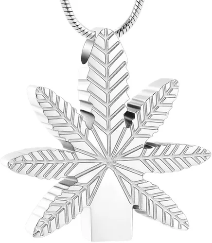 Vista 9 de shajwo Collares de urna de hojas de marihuana para cenizas para mujeres y hombres, joyería de cremación, colgante conmemorativo de cenizas humanas