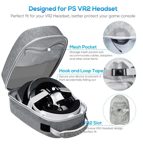 Vista 2 de TATACO Carrying Case for PSVR2, Accessories Bundle & Portable Protection Case for PlayStation VR2 with Lens Cover, Controller Grips Cover