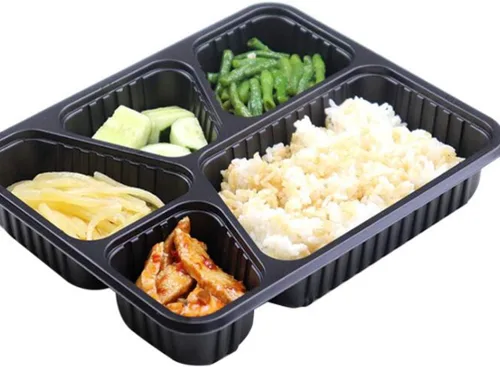 Vista 4 de Hemoton Contenedores de preparación de comidas de 5 compartimentos, paquete de 30 unidades de 9.64 x 7.87 x 1.57 pulgadas, caja de almacenamiento