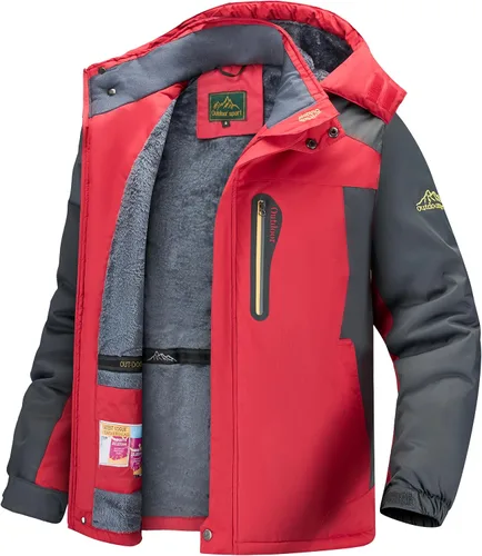 Vista 7 de Chaqueta de esquí de invierno para hombre, cálida e impermeable, forro polar, abrigo de nieve con capucha y resistente al viento, impermeable