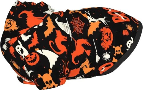 Vista 4 de Disfraz de perro de Halloween, sudadera con capucha con estampado de fantasma de calabaza para invierno, Halloween, cosplay, suéteres con capucha