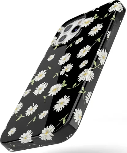 Vista 6 de Funda Casely para iPhone 11 Pro Max Daisy Daydream Floral Negro Diseño Clásico Ultradelgado