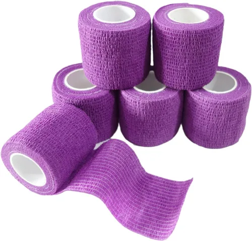 Vista 18 de Paquete de 6 vendajes autoadhesivos de 1 pulgada x 5 yardas, transpirable, cohesivo para mascotas, cinta elástica autoadhesiva para deportes, Negro