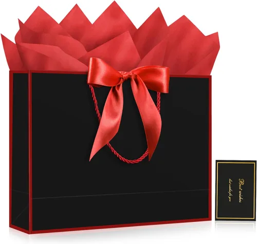 Vista 13 de JMANNI Bolsas de regalo, 3 piezas de tamaño mediano con cinta de lazo, bolsa de regalo de papel portátil, patrón de mármol, para cualquier ocasión