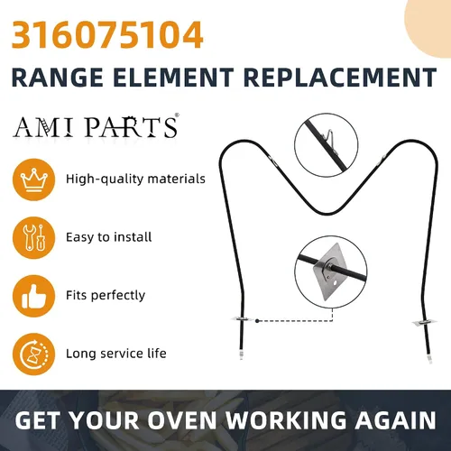 Vista 2 de AMI PARTS 316075104 Reemplazo del elemento calefactor para horno frigi-Daire TEF351EWB, FEF336ECE, FEF352AWF, FEF352AWG, MEF352BGWD reemplazar