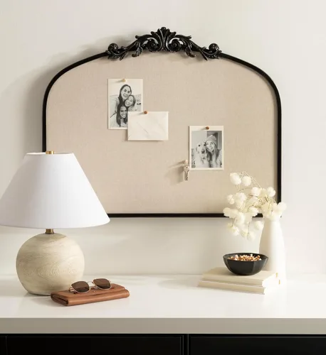 Vista 3 de Kate and Laurel Arendahl Vintage Ornate Framed Wide Arch Pinboard Negro