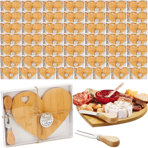 Vista 11 de Patelai 1 Juego de Tabla de Queso en Forma de Corazón para Despedida de Soltera y Baby Shower con Cuchillo, Tabla Mini de Madera para Charcutería