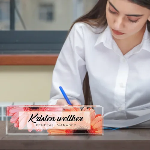 Vista 3 de Placa de nombre de escritorio personalizada, placa de identificación acrílica personalizada para decoración de escritorios, regalos