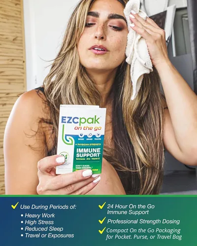 Vista 8 de EZC Pak Refuerzo del sistema inmunológico On The Go con equinácea, vitamina C, zinc, suplemento de apoyo inmunológico, vitaminas inmunitarias