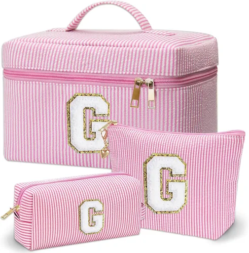 Vista 47 de Bolsa de maquillaje Adoryoung 3 piezas rosa+azul, Azul, A