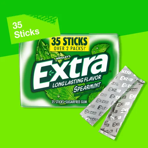 Vista 11 de Extra Spearmint - Bocadillos de goma de mascar sin azúcar para el regreso a clases, paquete de 35 barras