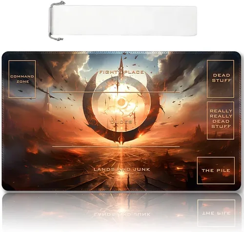 Vista 8 de Tapete de juego MTG cosido de alta calidad con zonas y respaldo de goma antideslizante, tapete de juego TCG para MTG y otros juegos de cartas, Dkt
