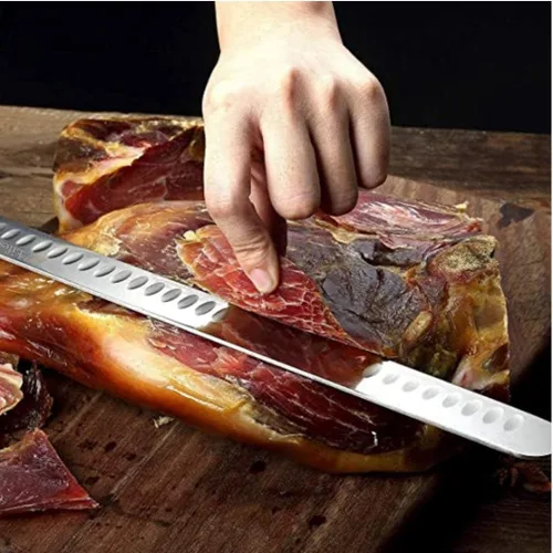 Vista 8 de Lifespace Cuchillo para tallar jamón y pechuga para barbacoa - Hoja de acero inoxidable de 12