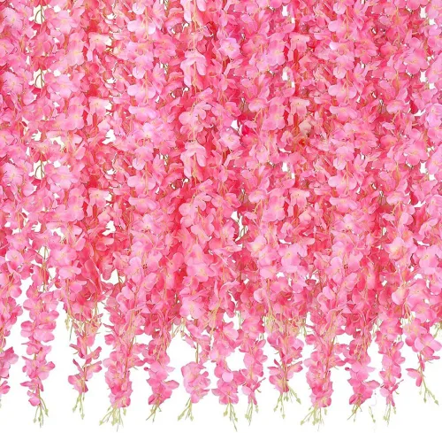 Vista 17 de Paquete de 12 guirnaldas de vides de flores de glicina, cuerdas de flores artificiales de 3.75 pies, flores colgantes falsas, guirnaldas de glicina