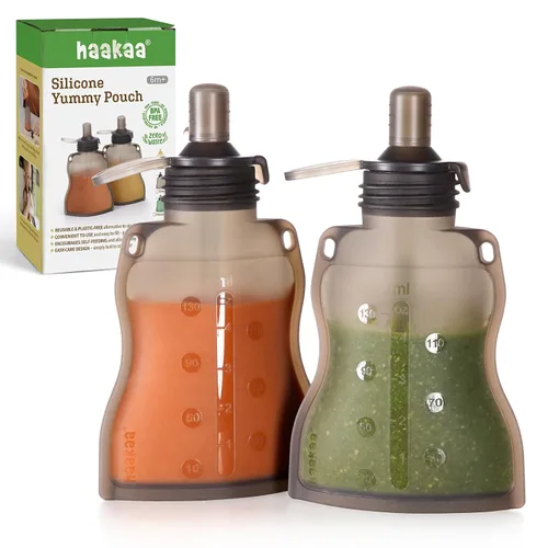 Vista 12 de haakaa Yummy Pouch - Bolsa reutilizable para alimentos para bebés, 4 onzas Verde