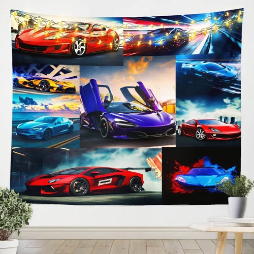 Vista 26 de Tapiz de juegos para niños pequeños de 51 x 59 pulgadas, tapices de decoración de sala de juegos para adolescentes, consola de juegos para niños