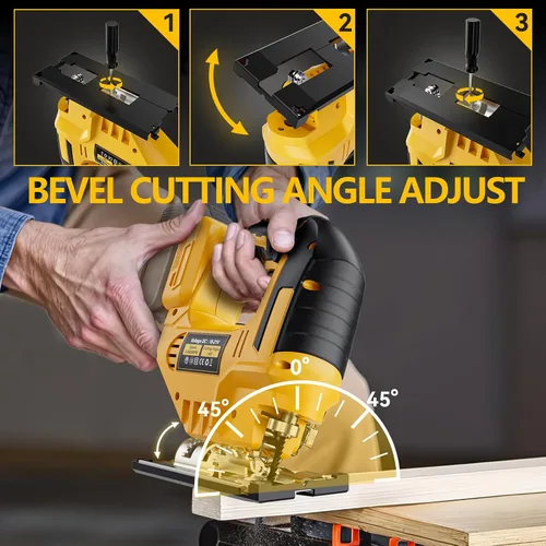 Vista 5 de Sierra caladora compatible con batería Dewalt de 20V Max, herramienta de sierra caladora inalámbrica sin escobillas NATBEESY, luz de trabajo LED