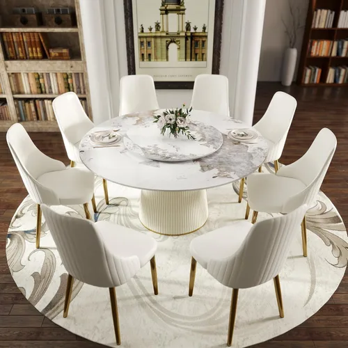 Vista 10 de Montary Juego de 2 sillas de comedor, modernas sillas de piel sintética color blanco crema con patas de metal dorado y respaldo ergonómico para sala