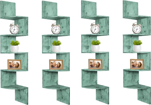 Vista 11 de Estante de esquina Greenco, estantes flotantes de 5 niveles para pared - solución de almacenamiento para decoración de habitaciones para oficinas