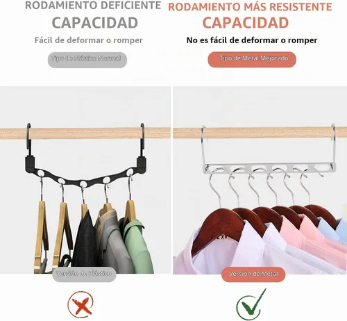 Vista 2 de Perchas que ahorran espacio, paquete de 12 organizadores de perchas de metal, ahorran espacio en el armario, perchas mágicas plegables para ropa