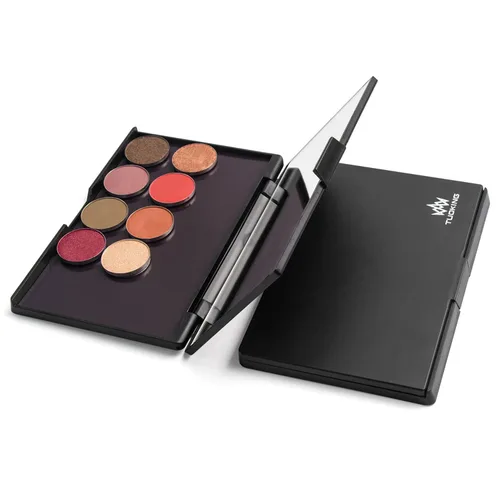 Vista 5 de Paleta magnética de maquillaje con espejo y 20 calcomanías de metal, paleta de almacenamiento vacía para sombra de ojos, resaltador de polvo