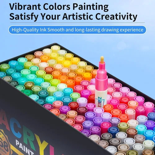 Vista 6 de Guangna Marcadores de pintura acrílica, bolígrafo de pintura acrílica, resistente al agua y de alta saturación, ideal para madera, metal, plástico