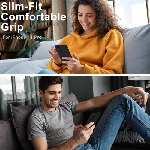 Vista 2 de DEENAKIN Funda de silicona compatible con iPhone 11 Pro con protector de pantalla, mejora la protección de la cámara, suave, flexible, delgada, a
