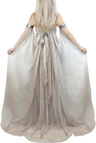 Vista 5 de Nodkim Disfraz de Reina Dragón Vestido de Gasa para Halloween Cosplay para Mujer