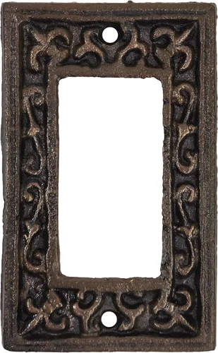 Vista 11 de Lulu Decor, Fleur De Lis - Placa de enchufe de hierro fundido en acabado marrón rústico antiguo