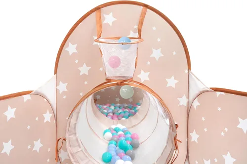 Vista 5 de Tienda de campaña desplegable 3 en 1 para niños con túnel y piscina de pelotas para niños, niñas, bebés y niños pequeños, casa