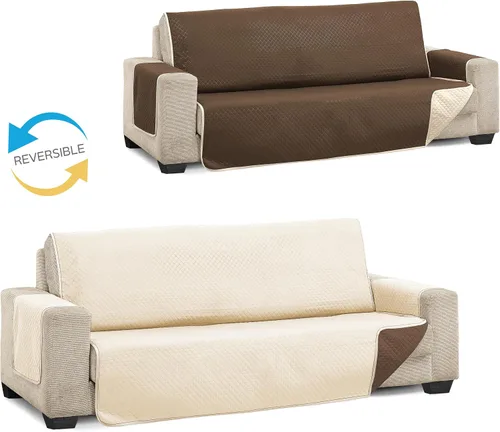 Vista 4 de Martina Home Diamond Quilted Sofa Cover Reversible Beige Brown 4 Seater 190cm