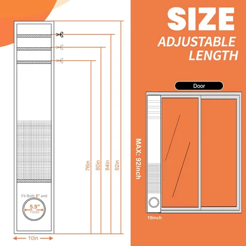 Vista 2 de GCGOODS Kit de ventilación de puerta de CA con protector de hojas de malla para aire acondicionado portátil, kit de sellado de ventana
