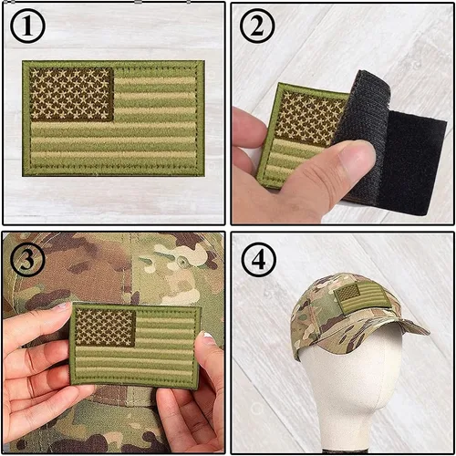Vista 3 de Parche de bandera estadounidense, juego de 10 paquetes, parches militares tácticos de moral de Estados Unidos para mochilas, sombreros, equipos