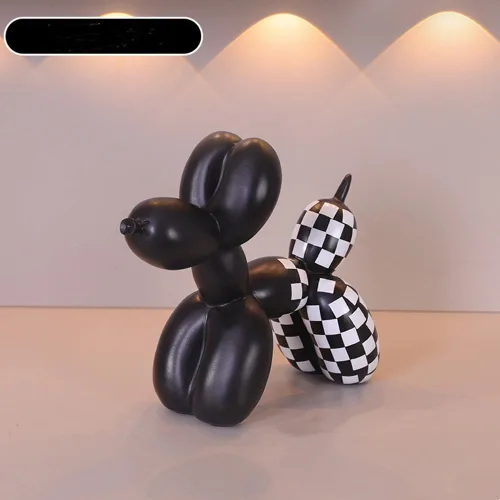 Vista 8 de Lindo globo de resina para perro, estatua de animales, adornos para decoración del hogar (negro)