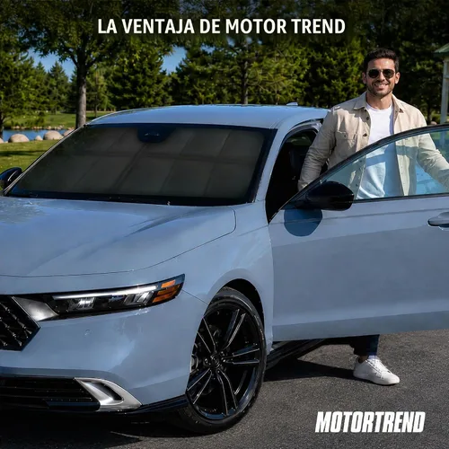 Vista 9 de MotorTrend - Parasol para parabrisas de acordeón para automóviles, diseño plegable compacto, ajuste semiuniversal para camiones y SUV, parasol