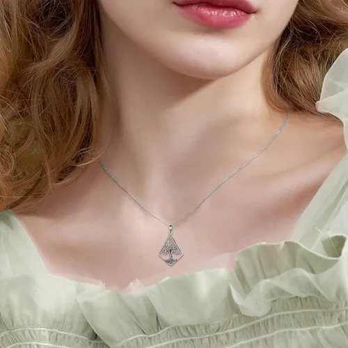 Vista 63 de ONEFINITY Collar de plata de ley 925 con diseño de árbol de la vida con colgante de nudo celta de concha de abulón para mujer
