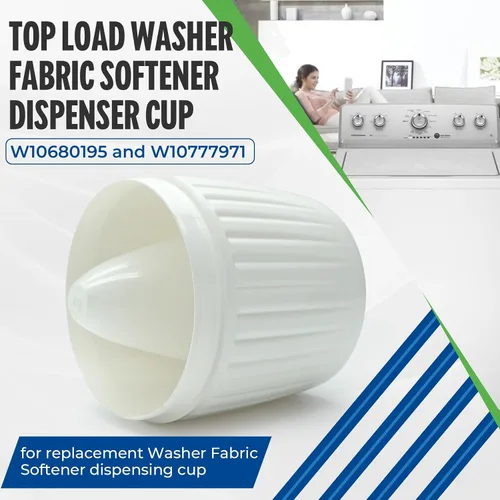 Vista 2 de Taza dispensadora de suavizante de tela compatible con lavadoras de carga superior Whirlpool - Taza dispensadora de suavizante de tela para lavadora