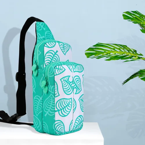 Vista 4 de Owngen Bonita bolsa de viaje para Nintendo SwitchOLEDLite para Animal Crossing Crossbody Sling Mochila de almacenamiento para NS Consolo base