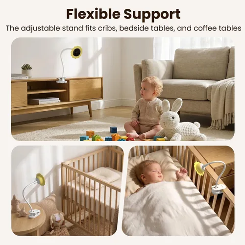 Vista 6 de ieGeek Baby Monitor with Camera and Audio,No WiFi 5”Screen&2.4G WiFi App White
